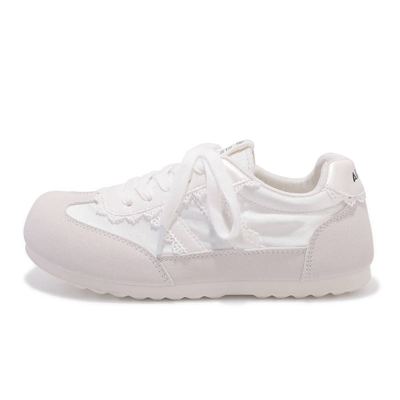 ZHANGXIAOJIE Fabric Slip Resistant Abrasion Resistant Low top Skateboard Shoes Women's White