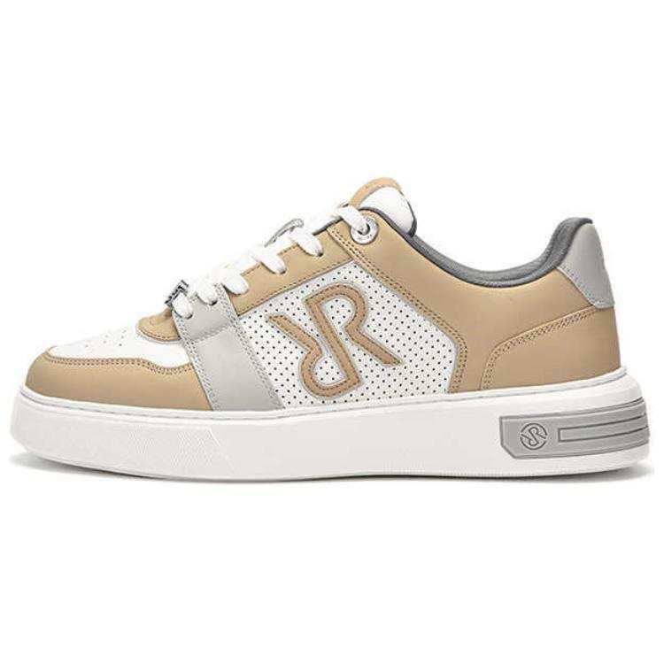 RARE Textile, Cow Leather Low top Skateboard Shoes Men's Khaki