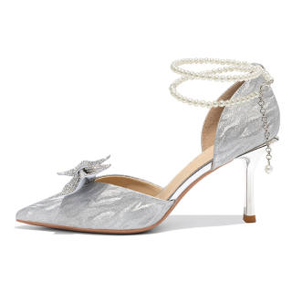 Ainer-cat Ainer cat Slim Heel High Heels 8cm Women's Silver