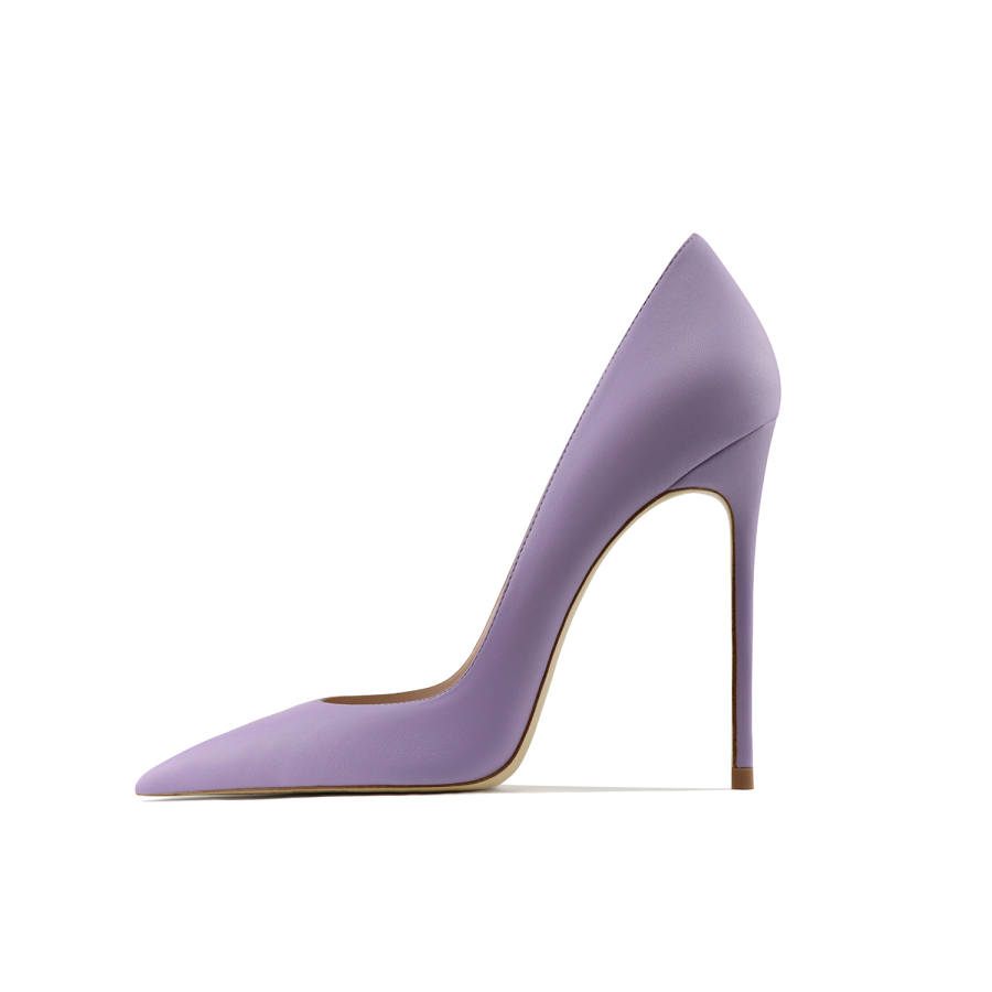 Ganxiaojie Microfiber Leather Slim Heel High Heels Women's Light Purple
