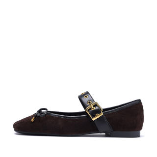 BELLALILY Top Grain Cow Leather Flat Mary Jane Shoes Women's