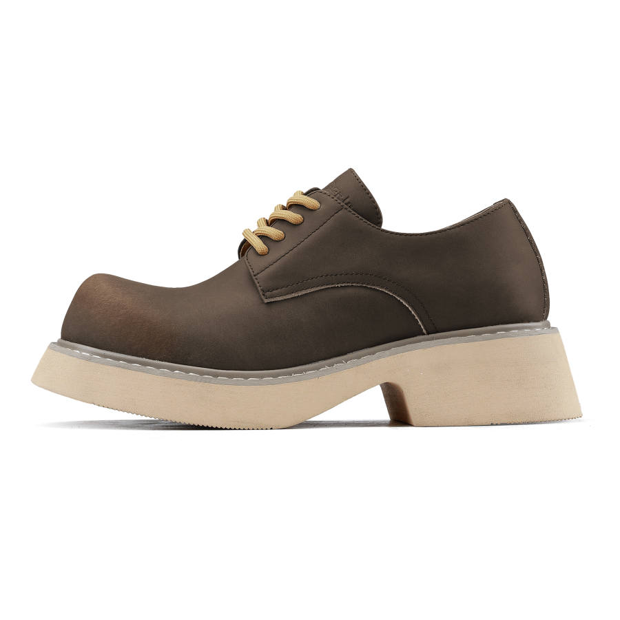 HANQIAORIJI Black Blood Collection Cow Split Leather Abrasion Resistant Height Increasing Low top Casual Shoes Unisex