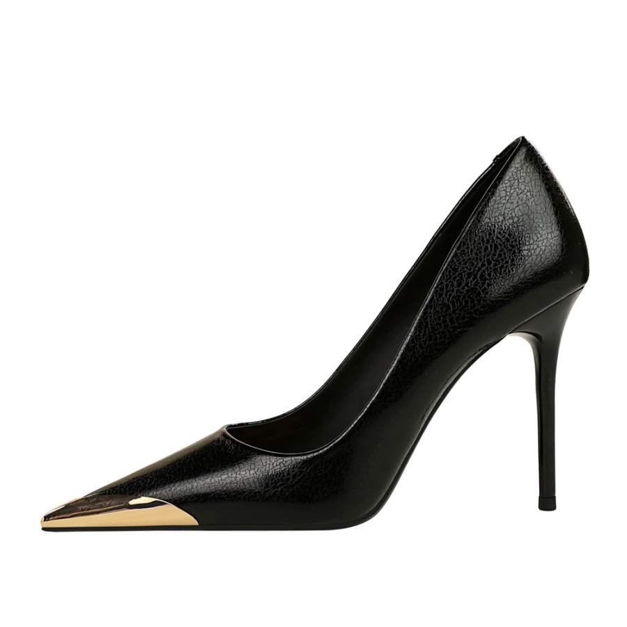QITUMAUL Patent Leather Slim Heel High Heels 9.5cm Women's