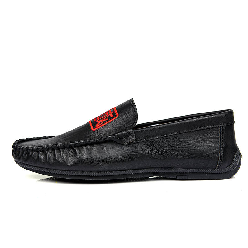 YINGLUNQISHI Cow Split Leather Casual Shoes Men's Black