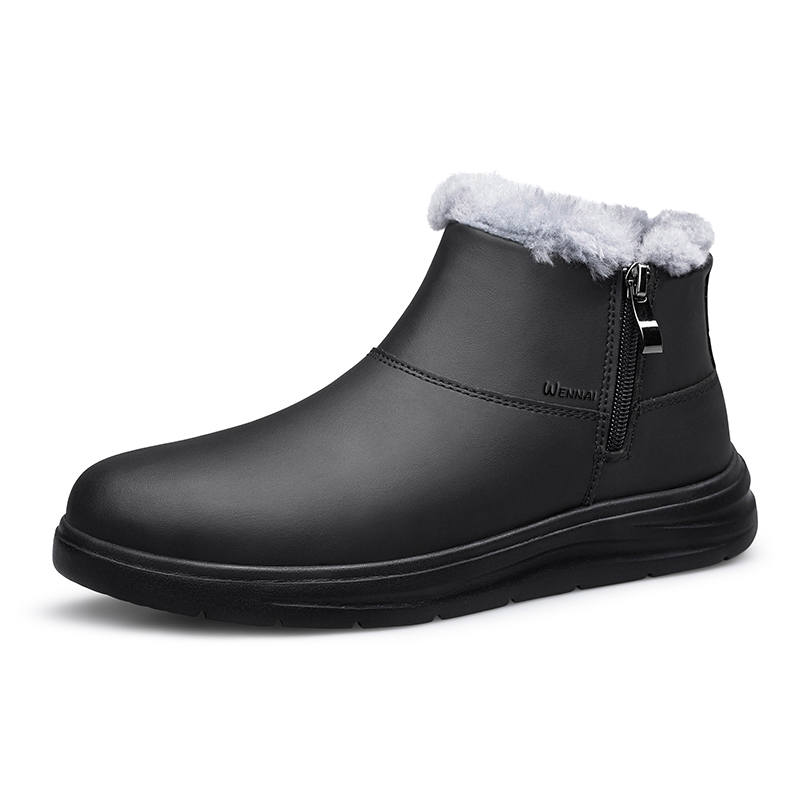 WENNAI Microfiber Leather Ankle Boots Unisex Black