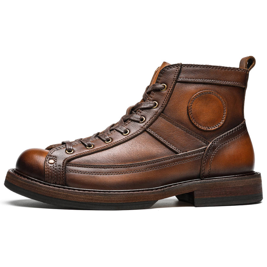 DIENGRLEY Top Grain Cow Leather Short Combat Boots Men's
