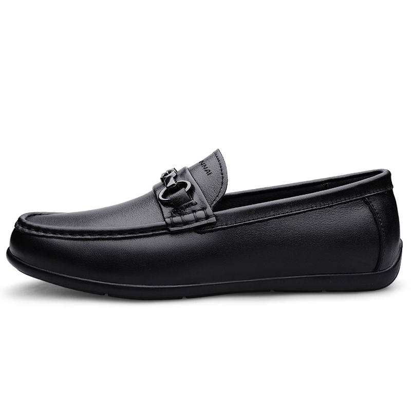 WENNAI Top Grain Cow Leather Casual Shoes Men's Black