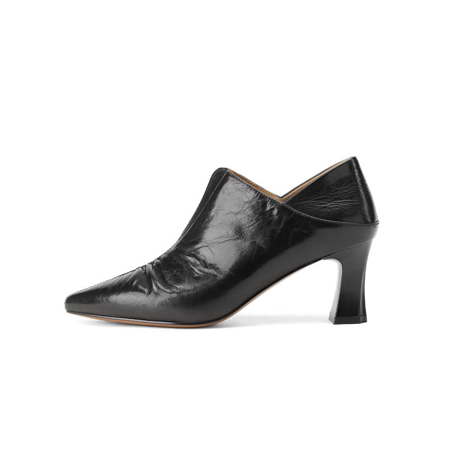 GOLDLION Sheepskin Chunky Heel High Heels Women's