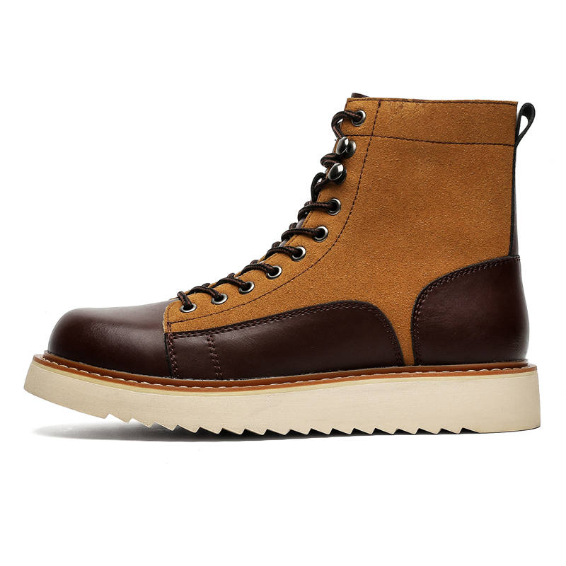 MODENGPAN MODENGPAN Microfiber Leather Combat Boots Men's Coffee