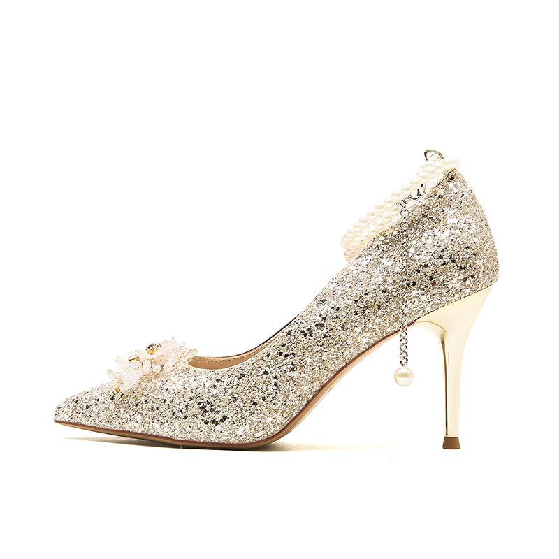 HKCP High Heels Women's Champagne, Silver, Black