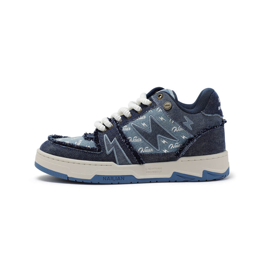 NAILIAN Lightning Shoes Low top Skateboard Shoes Unisex Industrial Blue