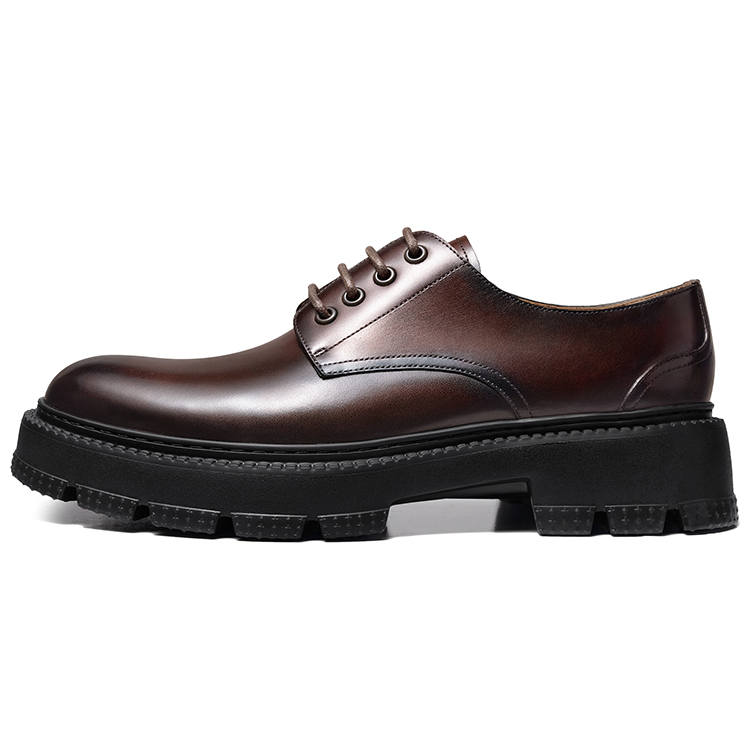 THOM WILLS British Business Versatile Calfskin Cleanfit Derby Shoes Casual Shoes 4cm Men's Dark Brown
