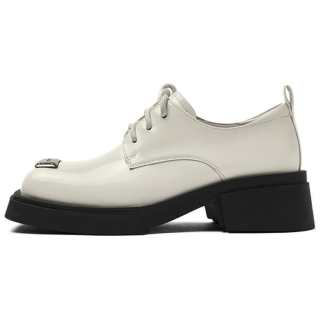 CINDY C ERIC Cow Leather Casual Shoes 5CM Women's Ecru