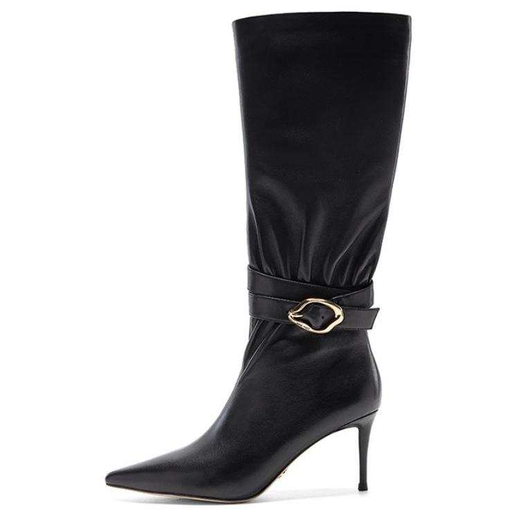 NINE WEST Sheepskin Knee high Boots Women's Black