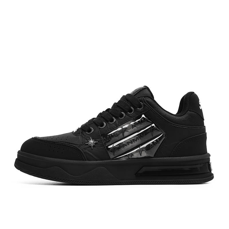 LUOMAIKE Microfiber Leather Soft And Comfortable Low top Skateboard Shoes Unisex Black