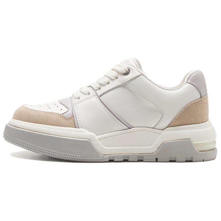 Le Saunda Height Increasing Height Increasing Low top Skateboard Shoes Women's White+Beige