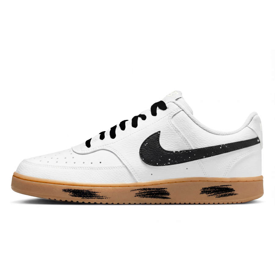 Nike Nike Court Vision 1 Arctic Highway Coverage Abrasion Resistant Low top Skateboard Shoes Unisex Black White