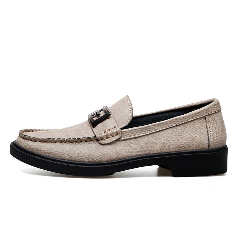 CITONGXIANSHENG Cow Split Leather Loafers Men's Camel