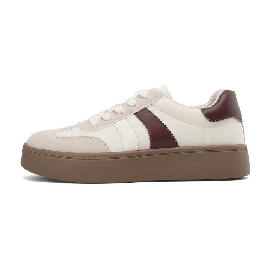 JOSINY Skateboard Shoes Women's Low Top White Silver/White Red