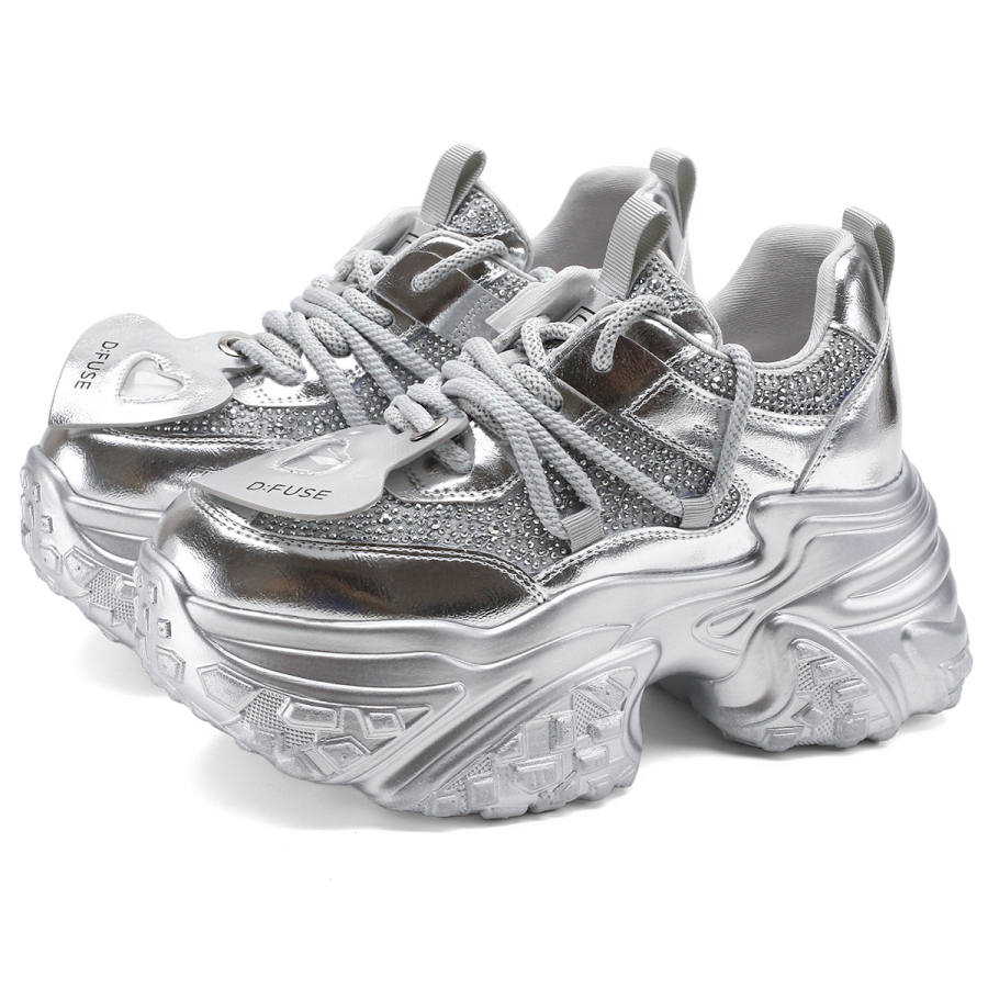 D:FUSE SCANDINAVIA D FUSE SCANDINAVIA Abrasion Resistant Abrasion Resistant Low top Chunky Sneakers Women's Silver
