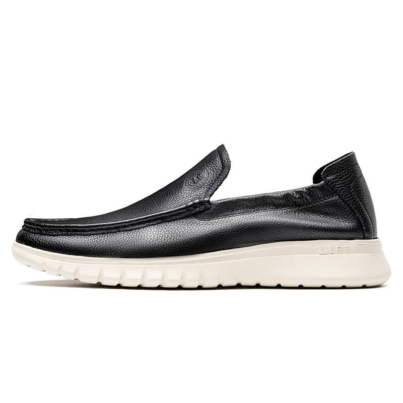 LAORENTOU Top Grain Cow Leather Casual Shoes Men's Black