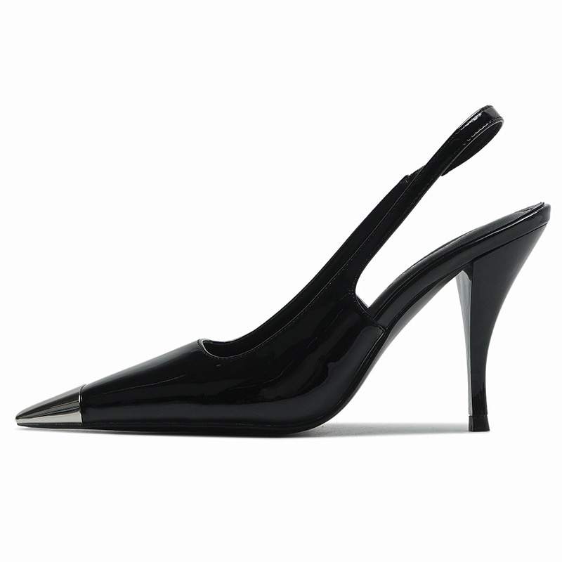 MIZAIJIA Patent Leather Slim Heel High Heels 9cm Women's Black
