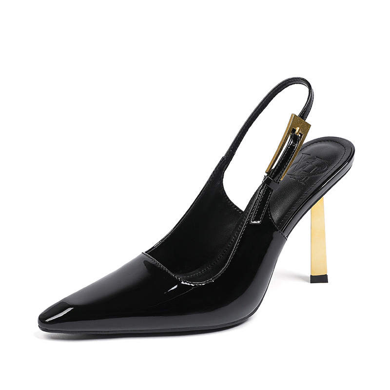RoseDoris Patent Leather Slim Heel High Heels Women's Black