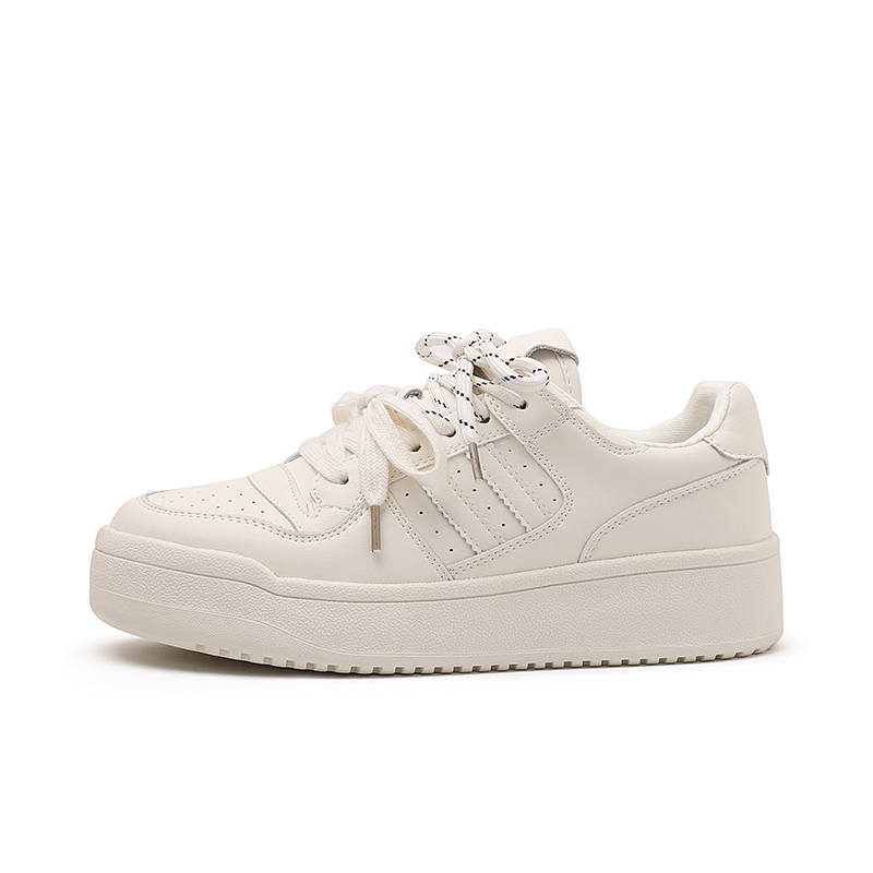 CHIBANG Cow Leather Lightweight Low top Skateboard Shoes Women's White