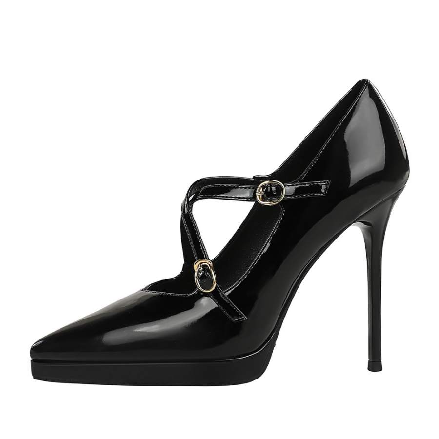YAFEI XUANYU Patent Leather Slim Heel High Heels 11cm Women's
