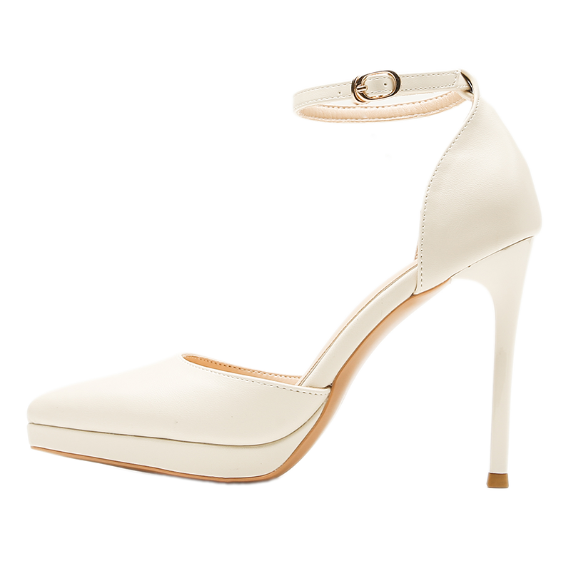 LANMOU High Heels Women's Ecru/Black/Nude