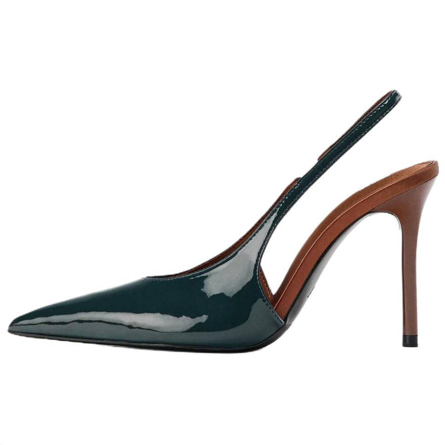 ZARA Pu Slim Heel High Heels 11cm Women's Green
