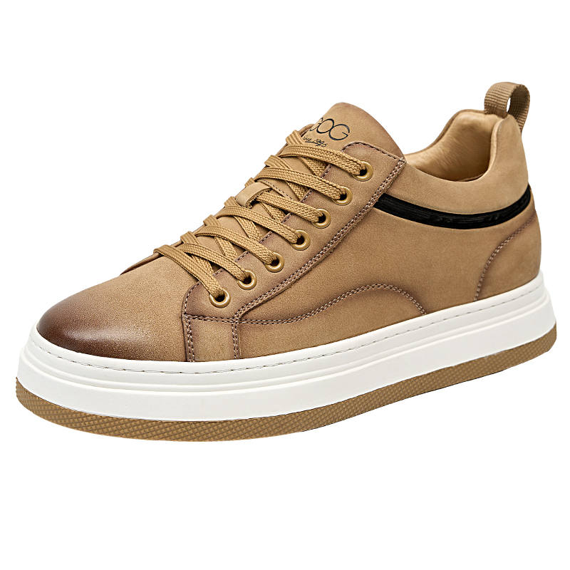 GOG Top Grain Cow Leather Lightweight Low top Trendy Casual Skate Shoes Men's