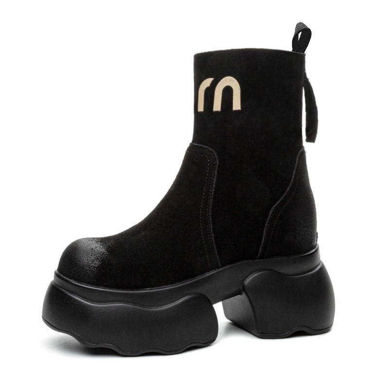 XIEGUIHUAYU Microfiber Leather Ankle Boots 9cm Women's