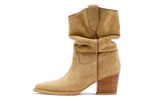 BREAD TREE Cow Suede Ankle Boots 6.5cm Women's Yellow