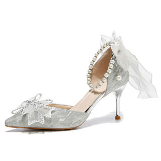 XIAOHONGREN Pu High Heels Women's Silver