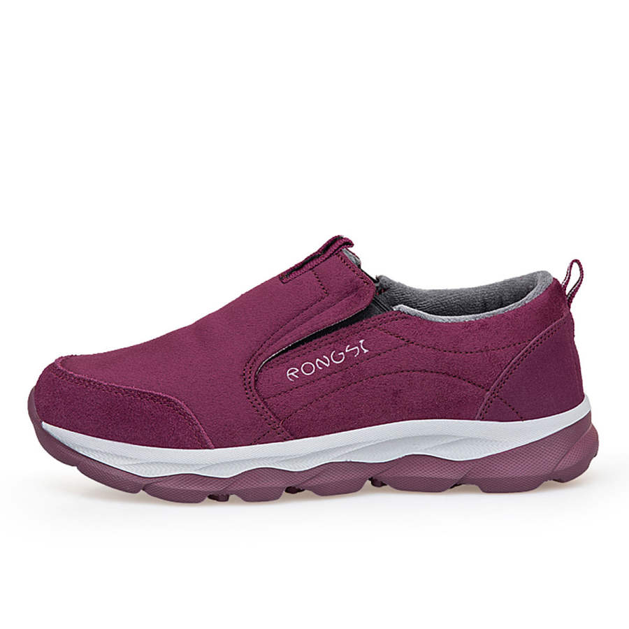 RONGSHI Winter Fleece Lined Insulated Shoes Comfortable Slip on Elderly Mother's Shoes Slip on