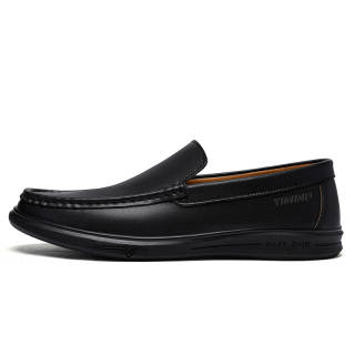 YIMINU Casual Leather Shoes Men's Low Top Black