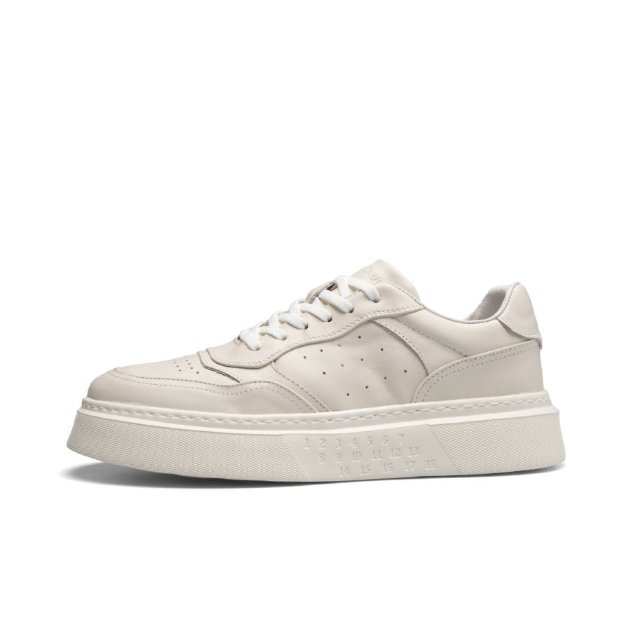 PARDASAUL Top Grain Cow Leather Abrasion Resistant Abrasion Resistant Low top Skateboard Shoes Men's White