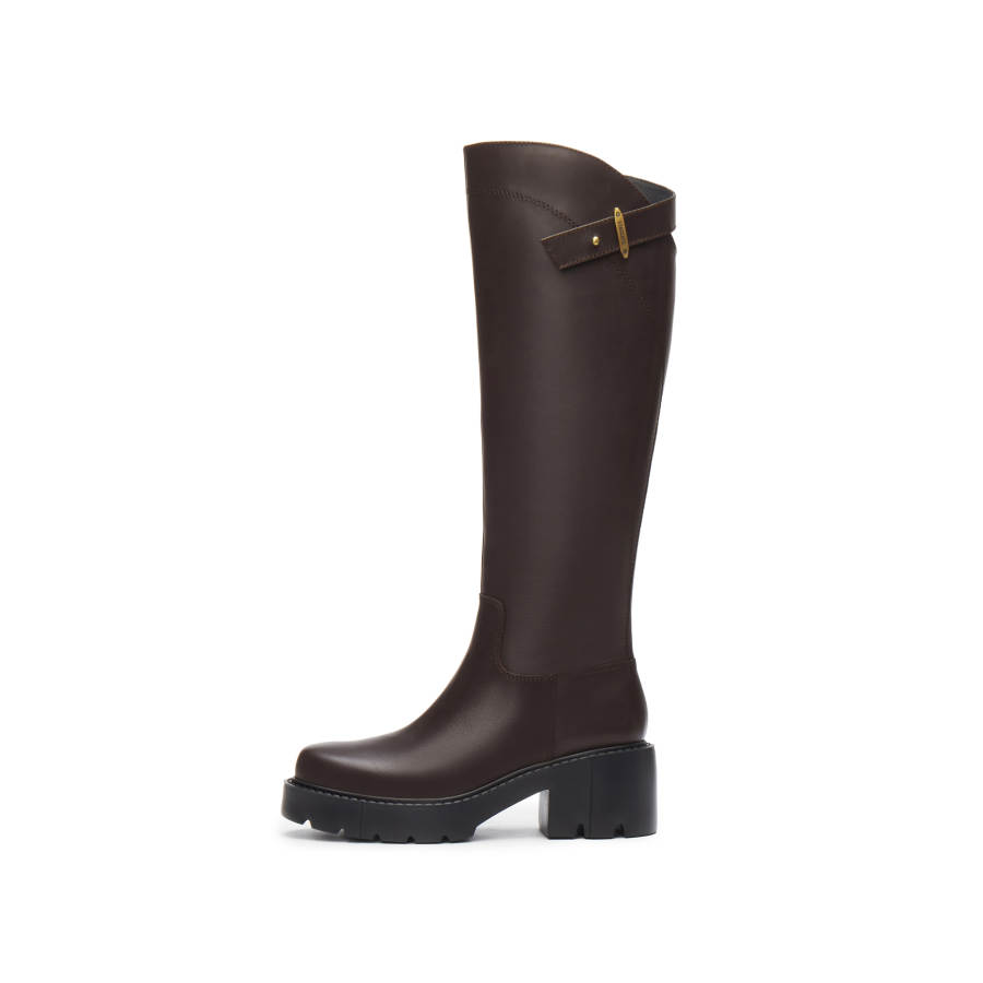 Staccato Saddle Boots Cow Leather Knee high Boots Women's Classic Black