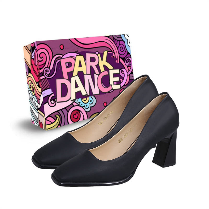 PARK DANCE Microfiber Leather Chunky Heel High Heels Women's