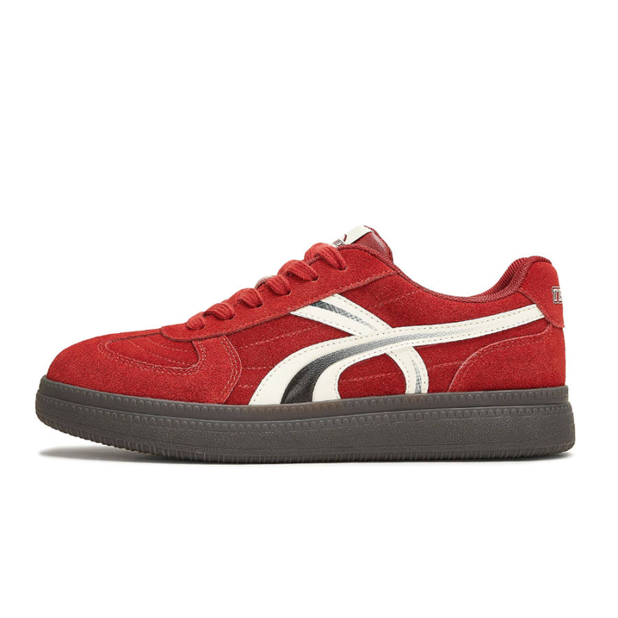 Teenmix Neon F1 Race Red, Urban Chic Style Hot Girl German Army Trainers, Retro Sports Skateboard Cow Split Leather