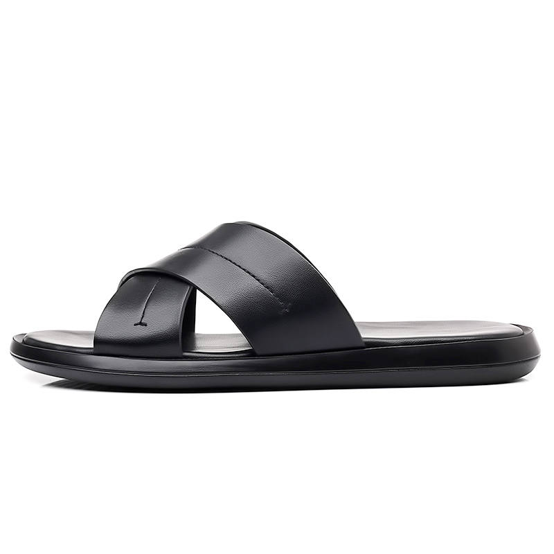 LUOMENG LUOMENG Rubber Sole Cushioning Slide Slippers Men's Black