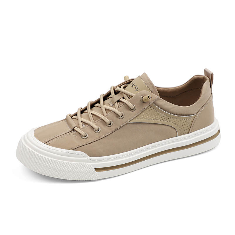 QIAONAI Canvas Lightweight Low top Skateboard Shoes Men's Apricot