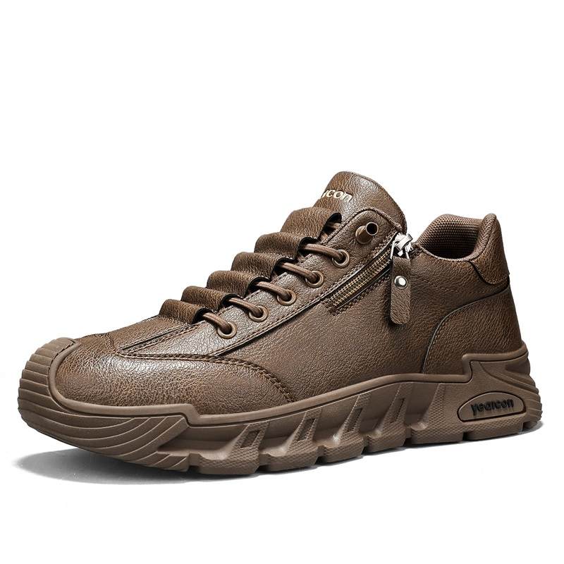 YEARCON Casual Shoes Men's Low Top Agate Black, Chestnut Brown, Light Brown