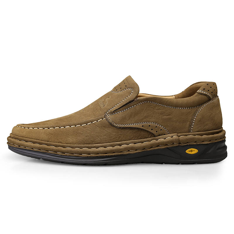 BECK Casual Leather Shoes Men's Low Top Khaki/Yellow Brown