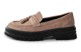 MINNETONKA Cow Split Leather Loafers Low top Women's Milk Tea