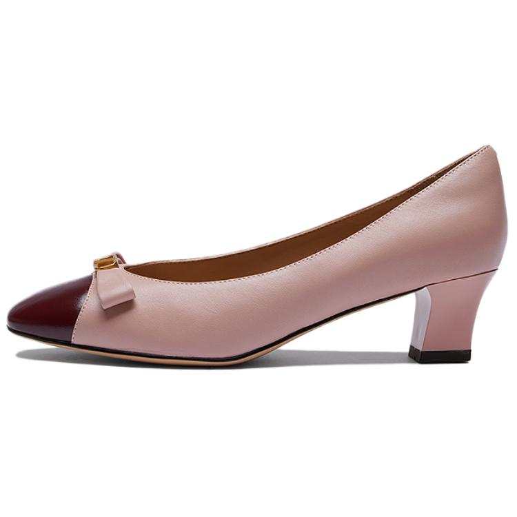 Le Saunda Sheepskin Chunky Heel High Heels Women's Cardamom Powder+Burgundy