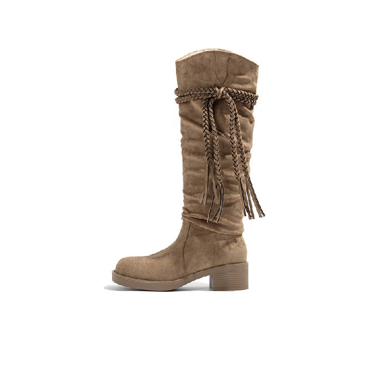 LAOMIAO Suede Knee high Boots 5CM Women's Apricot