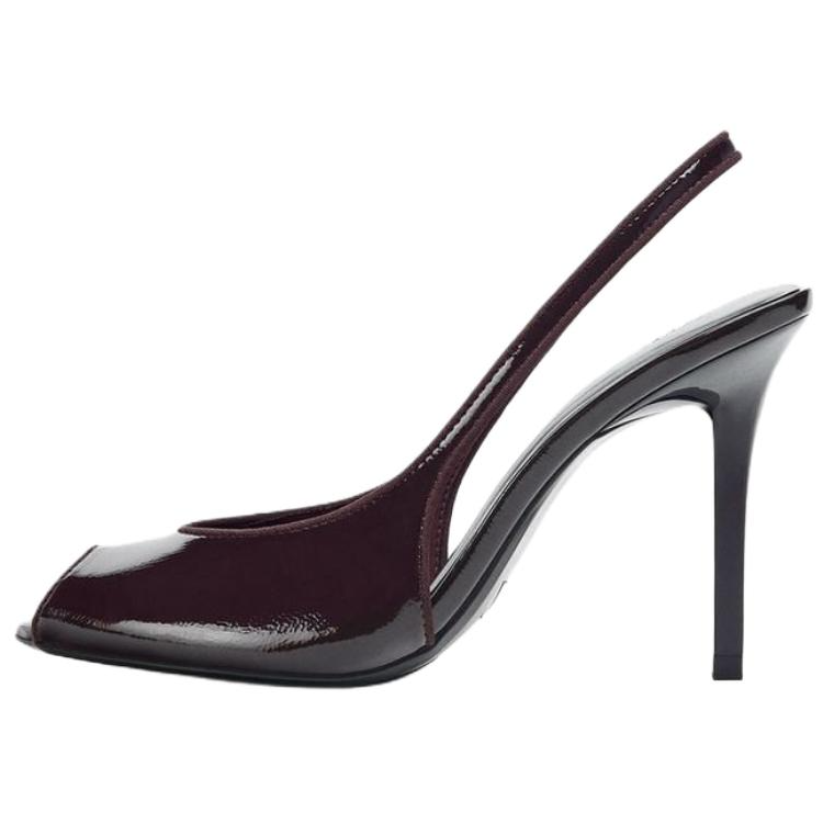 ZARA Pu One Strap Sandals 10.5cm Women's Brown