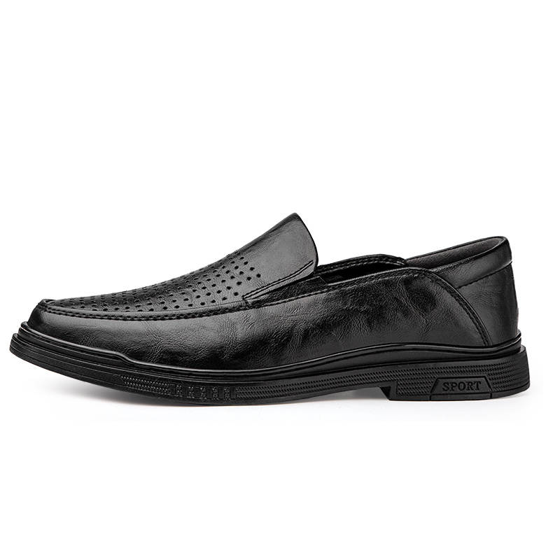 DAOTUSEN Casual Leather Shoes Men's Low Top Black Dark Brown